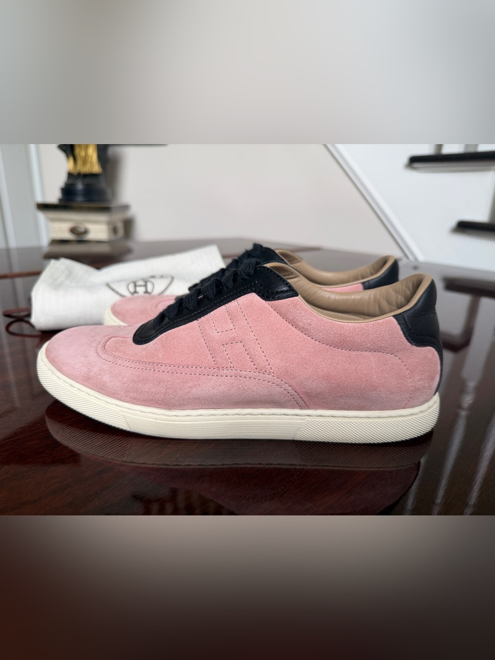 Hermes Quicker Pink Suede Sneakers 38.5